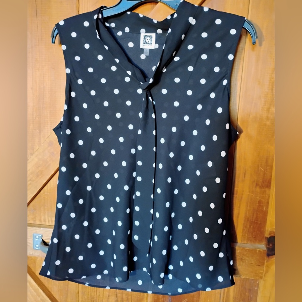 Anne Klein polka dot blouse
